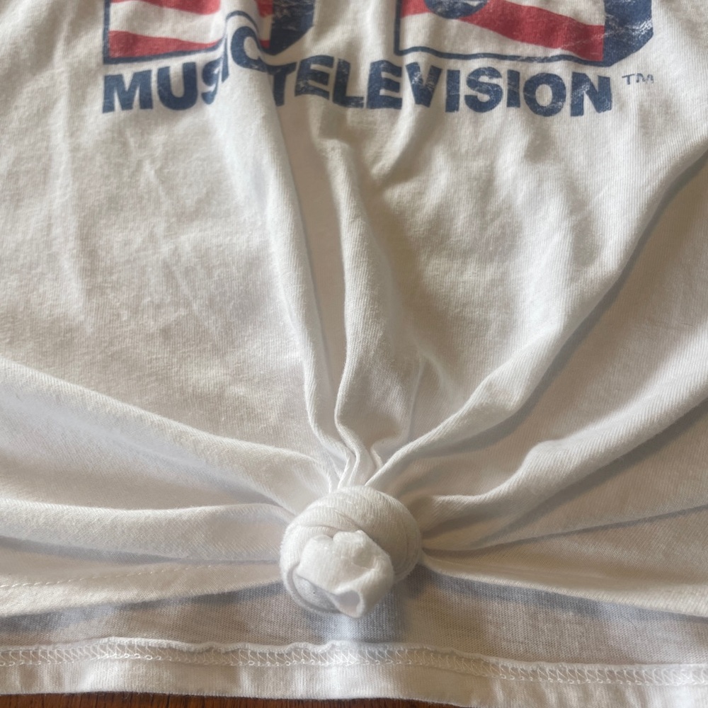 MTV Logo White Tee With Tie Front - Picture 3 of 5